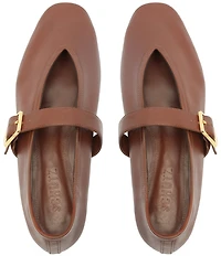Schutz Vick Leather Buckle Strap Mary Jane Ballet Flats