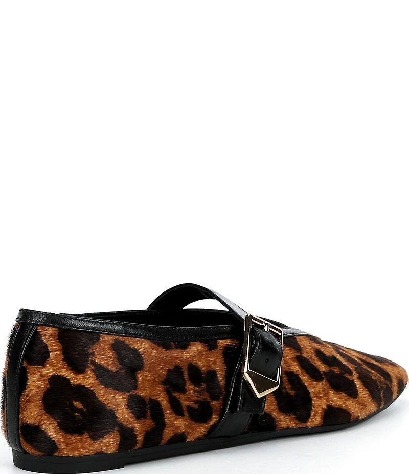 Schutz Vick Leopard Print Calf Hair Mary Jane Ballet Flats