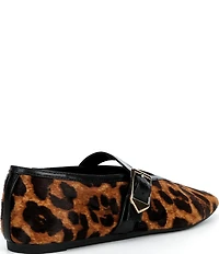 Schutz Vick Leopard Print Calf Hair Mary Jane Ballet Flats