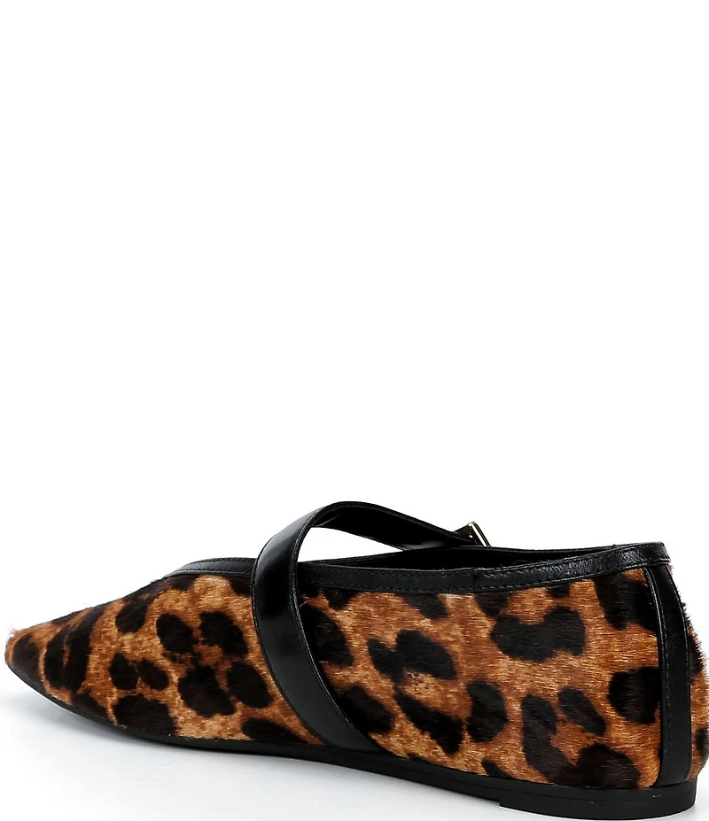 Schutz Vick Leopard Print Calf Hair Mary Jane Ballet Flats