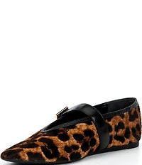 Schutz Vick Leopard Print Calf Hair Mary Jane Ballet Flats