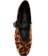 Schutz Vick Leopard Print Calf Hair Mary Jane Ballet Flats