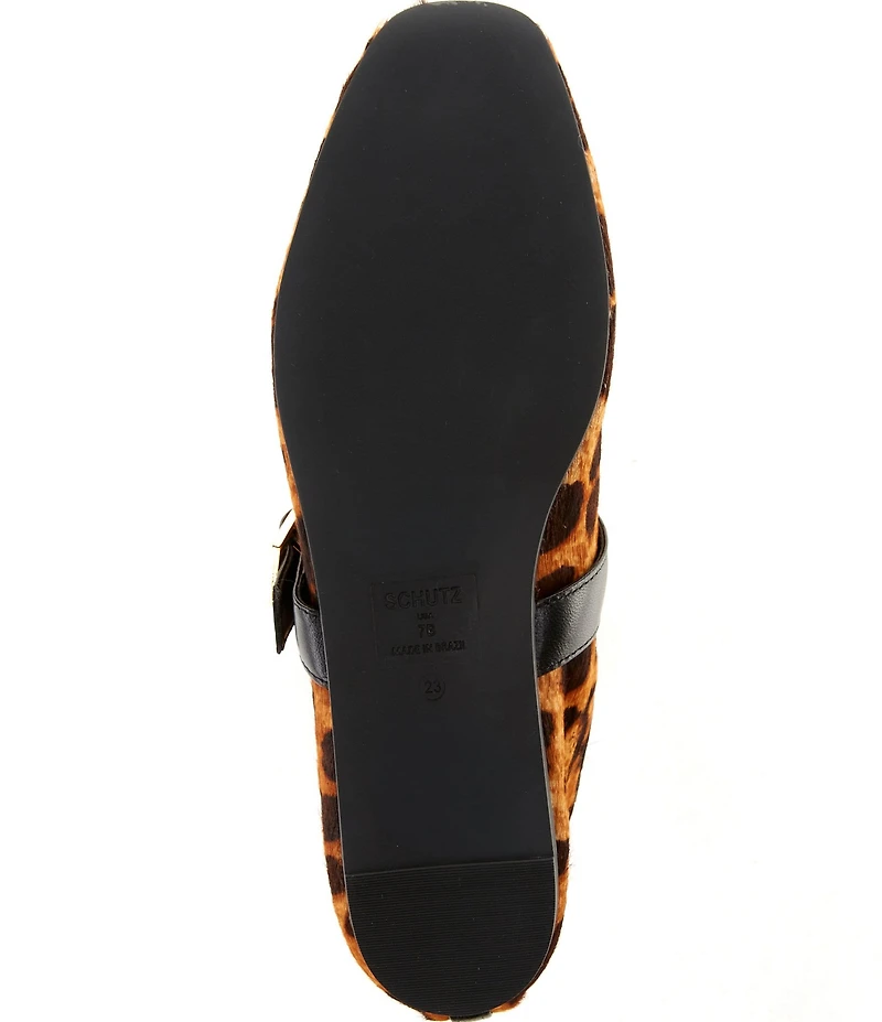 Schutz Vick Leopard Print Calf Hair Mary Jane Ballet Flats