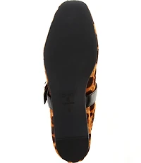 Schutz Vick Leopard Print Calf Hair Mary Jane Ballet Flats