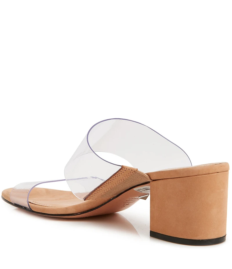 Schutz Victorie Clear Block Heel Dress Slide Sandals