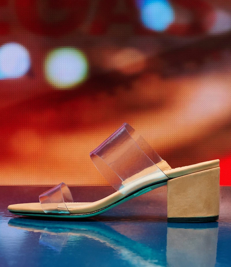 Schutz Victorie Clear Block Heel Dress Slide Sandals