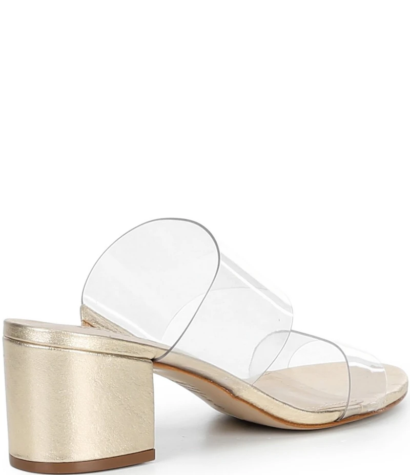 Schutz Victorie Vinyl Banded Block Heel Slip On Sandals