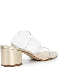 Schutz Victorie Vinyl Banded Block Heel Slip On Sandals