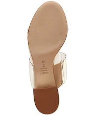 Schutz Victorie Vinyl Banded Block Heel Slip On Sandals