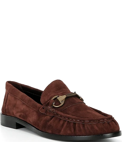 Schutz Yasmina Suede Bit Hardware Strap Loafers