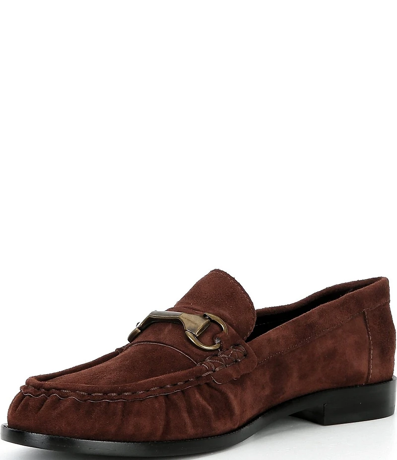 Schutz Yasmina Suede Bit Hardware Strap Loafers