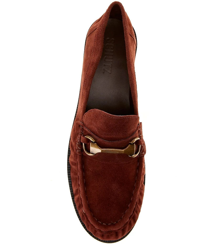 Schutz Yasmina Suede Bit Hardware Strap Loafers