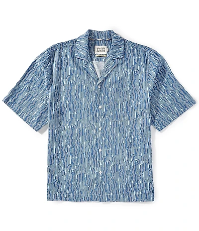 Scotch & Soda Allover Zagging Stripe Print Short Sleeve Woven Camp Shirt