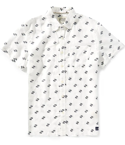 Scotch & Soda Allover Print Short Sleeve Woven Shirt