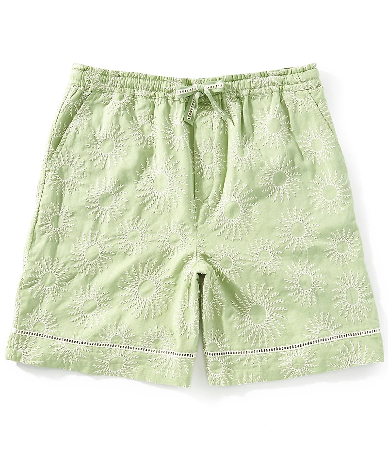 Scotch & Soda Embroidered Linen Blend 7#double; Inseam Shorts