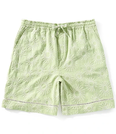 Scotch & Soda Embroidered Linen Blend 7#double; Inseam Shorts