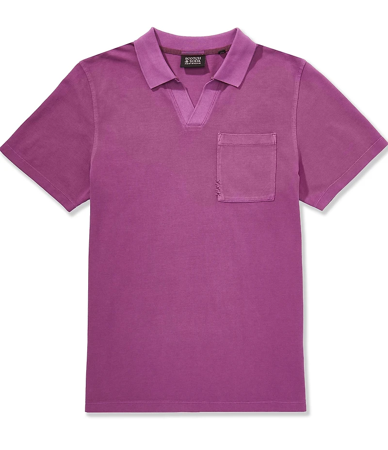 Scotch & Soda Garment-Dyed Pique Relaxed Fit Short Sleeve Polo Shirt