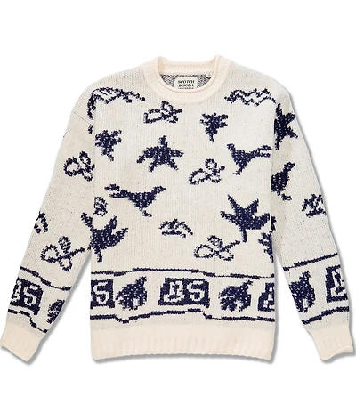 Scotch & Soda Jacquard Extra Dropped Shoulder Long Sleeve Sweater