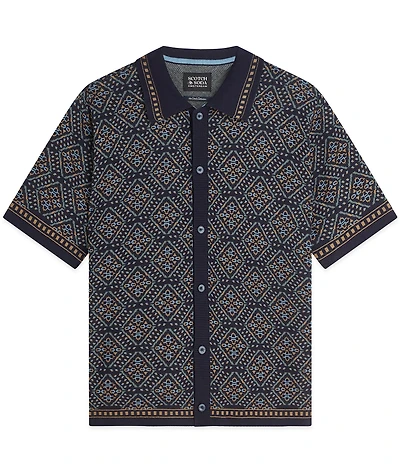Scotch & Soda Jacquard Short Sleeve Knit Shirt