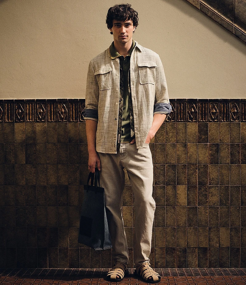 Scotch & Soda Melange Waffle Long Sleeve Woven Shirt
