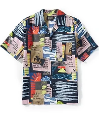 Scotch & Soda Relaxed-Fit Art Collage Print Short Sleeve Woven Shirt