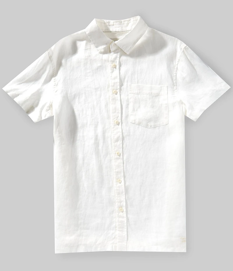 Scotch & Soda Solid Linen Short Sleeve Woven Shirt