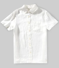 Scotch & Soda Solid Linen Short Sleeve Woven Shirt
