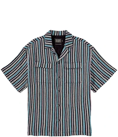 Scotch & Soda Stripe Short Sleeve Woven Camp Shirt