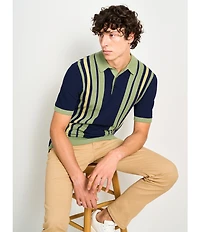Scotch & Soda Stripe Structured Knit Short Sleeve Polo Shirt