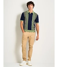 Scotch & Soda Stripe Structured Knit Short Sleeve Polo Shirt
