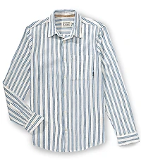 Scotch & Soda Striped Crinkle Structure Long Sleeve Woven Shirt