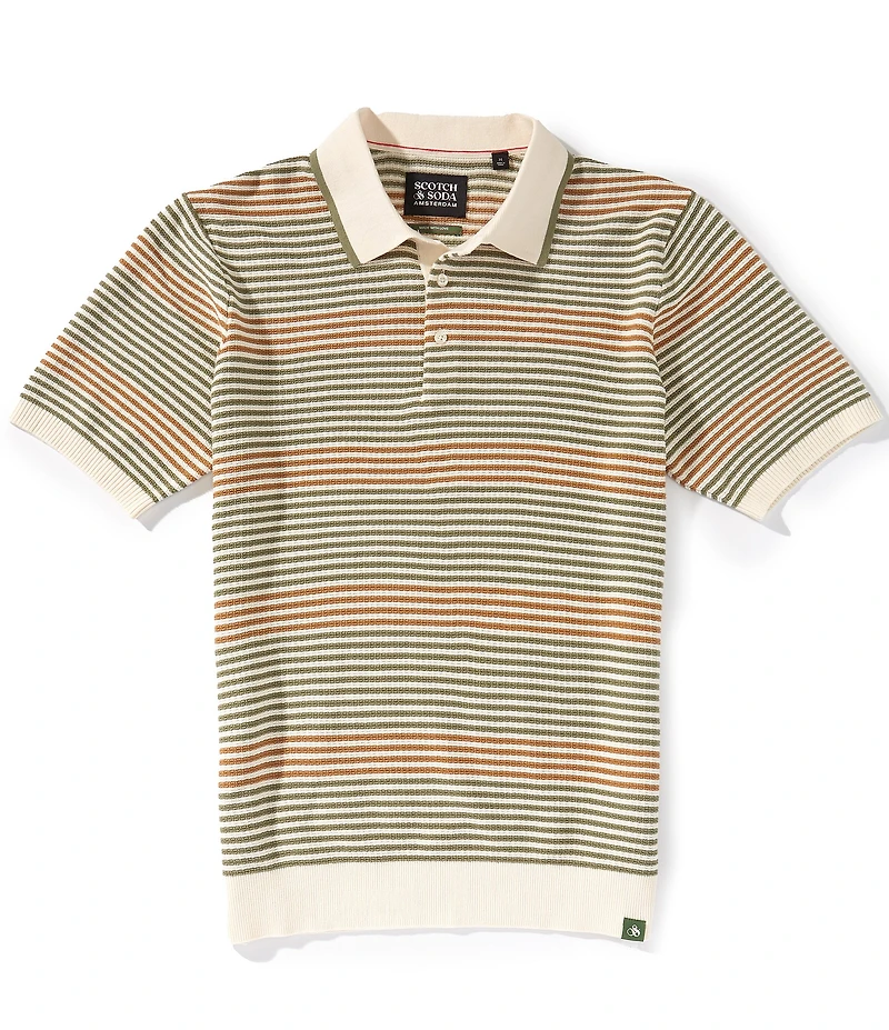 Scotch & Soda Striped Short Sleeve Polo Shirt