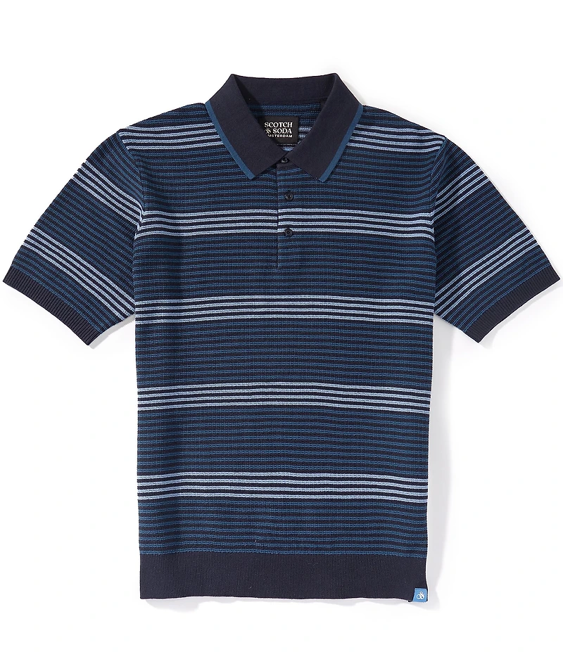 Scotch & Soda Striped Short Sleeve Polo Shirt