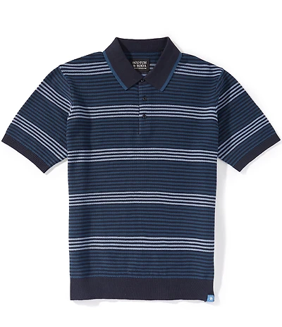 Scotch & Soda Striped Short Sleeve Polo Shirt
