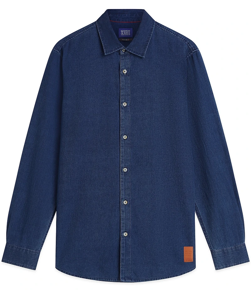 Scotch & Soda Structured Denim Long Sleeve Woven Shirt
