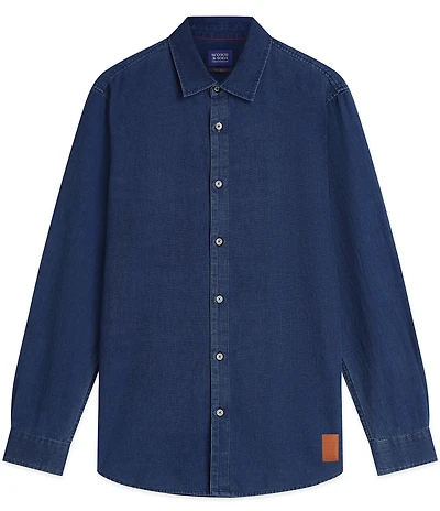 Scotch & Soda Structured Denim Long Sleeve Woven Shirt