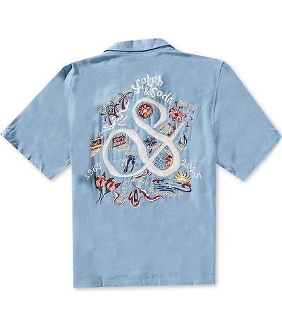 Scotch & Soda The 40th Anniversary Relaxed Fit Short Sleeve Woven Camp Shirt