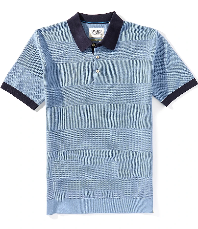 Scotch & Soda Tonal Stripe Short Sleeve Polo Shirt