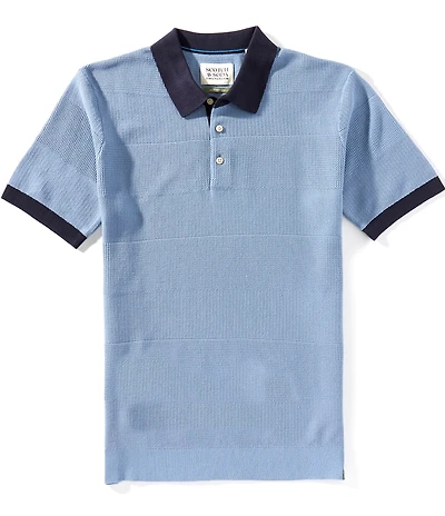 Scotch & Soda Tonal Stripe Short Sleeve Polo Shirt
