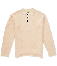 Scotch & Soda Waffle Stitch Dropped Shoulder Long Sleeve Polo Shirt