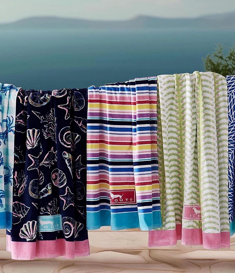 SCOUT Summer Shop Collection Stripe A Pose Printed Velour Beach Towel