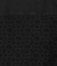 Scully Denim Lace Voile Point Collar Long Sleeve Button Front Jacket