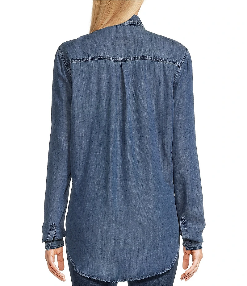 Scully Western Fringe Button Front Chambray Shirt