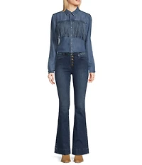Scully Western Fringe Button Front Chambray Shirt