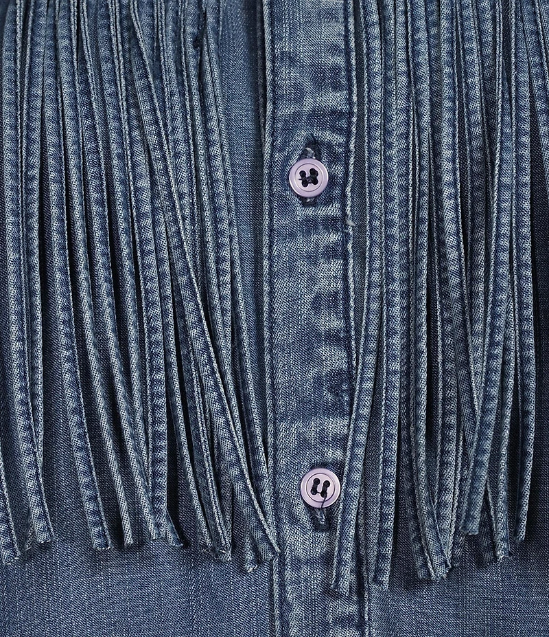 Scully Western Fringe Button Front Chambray Shirt