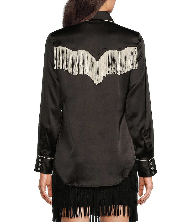 Scully Western Fringe Collared Long Sleeve Blouse