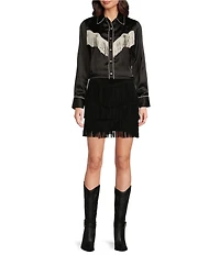 Scully Western Fringe Collared Long Sleeve Blouse