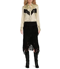 Scully Western Fringe Collared Long Sleeve Blouse