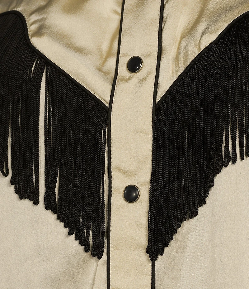 Scully Western Fringe Collared Long Sleeve Blouse