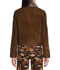 Scully Leather Faux Fur Collar Long Sleeve Jacket